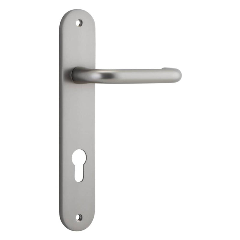 Door Lever Oslo Oval Euro Satin Nickel