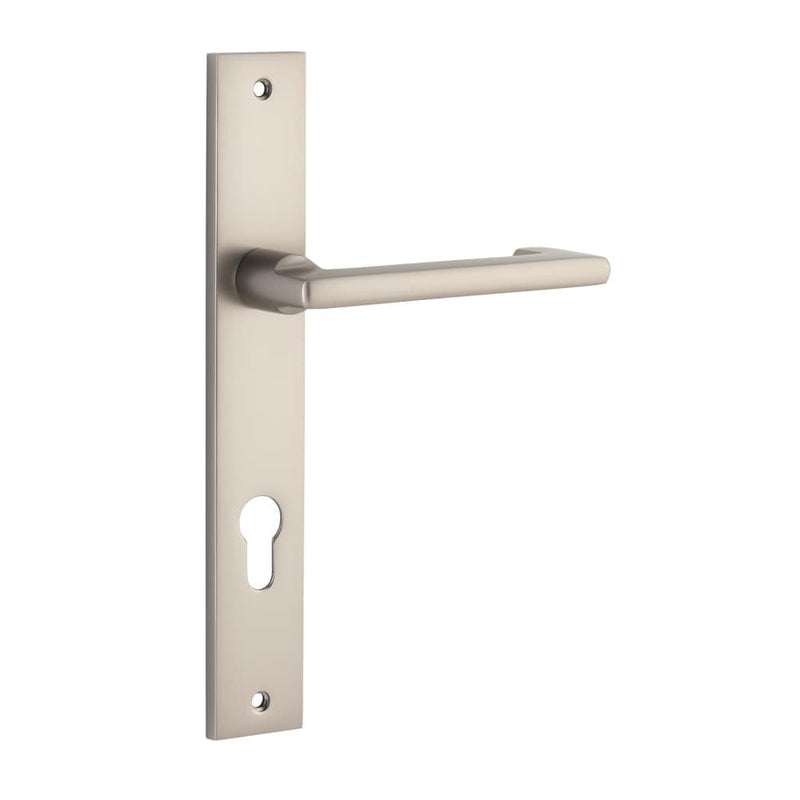 Door Lever Baltimore Return Rectangular Euro Pair Satin Nickel