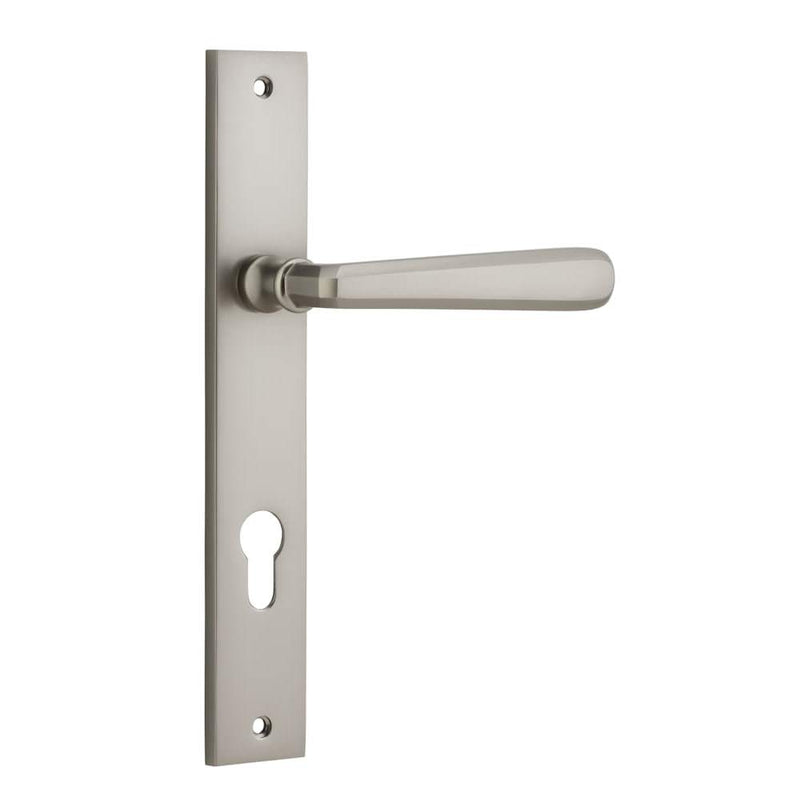Door Lever Copenhagen Rectangular Euro Pair Satin Nickel