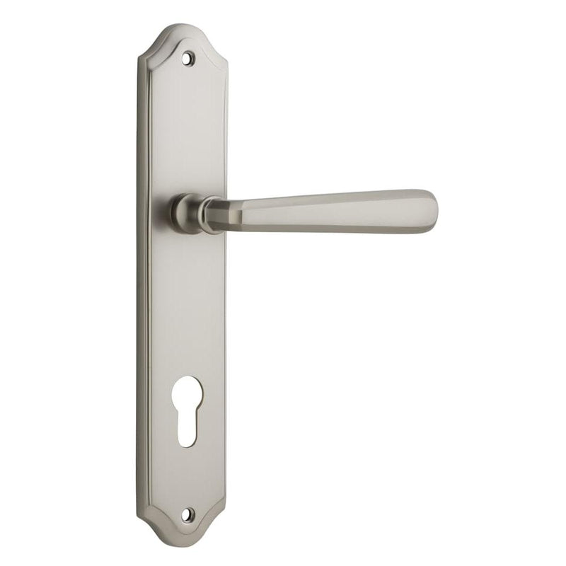 Door Lever Copenhagen Shouldered Euro Pair Satin Nickel