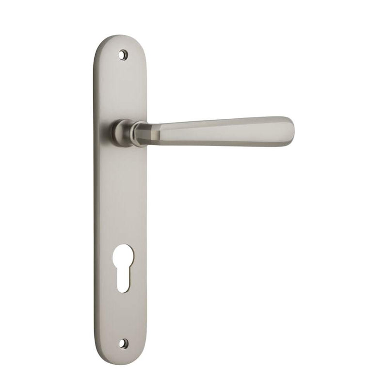 Door Lever Copenhagen Oval Euro Pair Satin Nickel