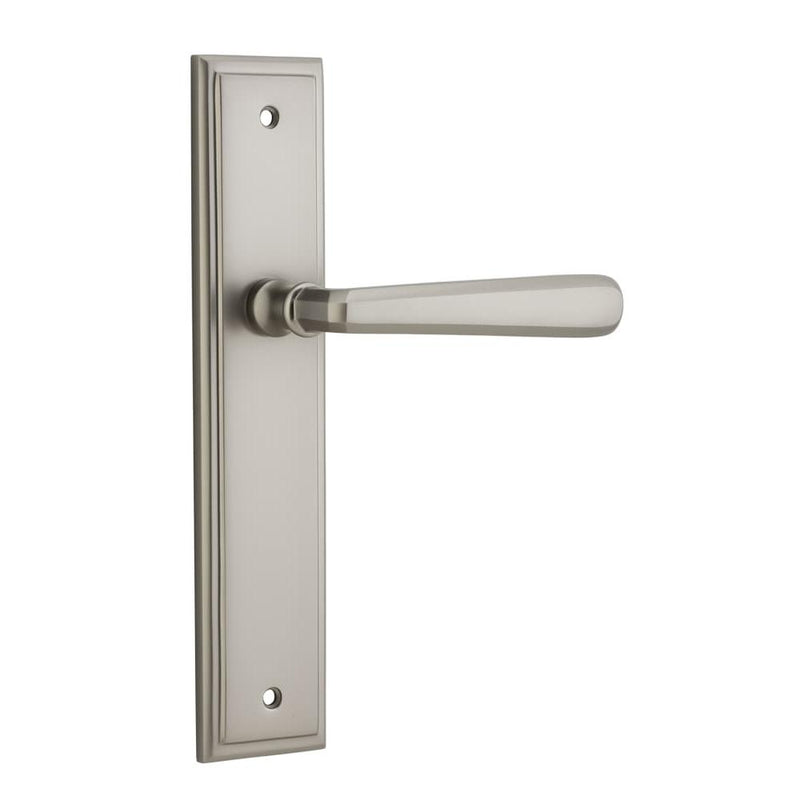 Door Lever Copenhagen Stepped Latch Pair Satin Nickel