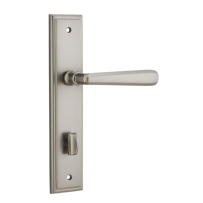 Door Lever Copenhagen Stepped Privacy Pair Satin Nickel