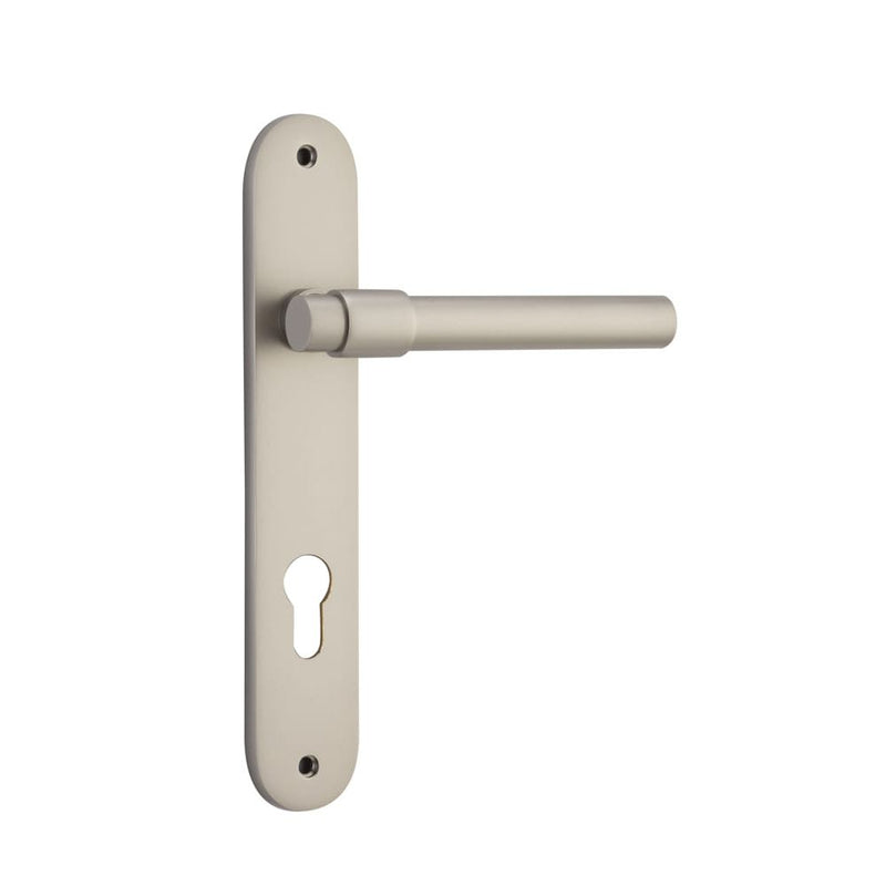 Door Lever Helsinki Oval Euro Pair Satin Nickel