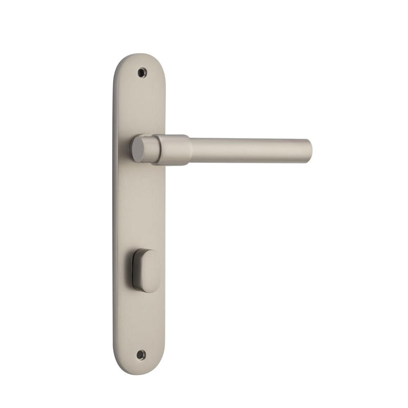 Door Lever Helsinki Oval Privacy Pair Satin Nickel