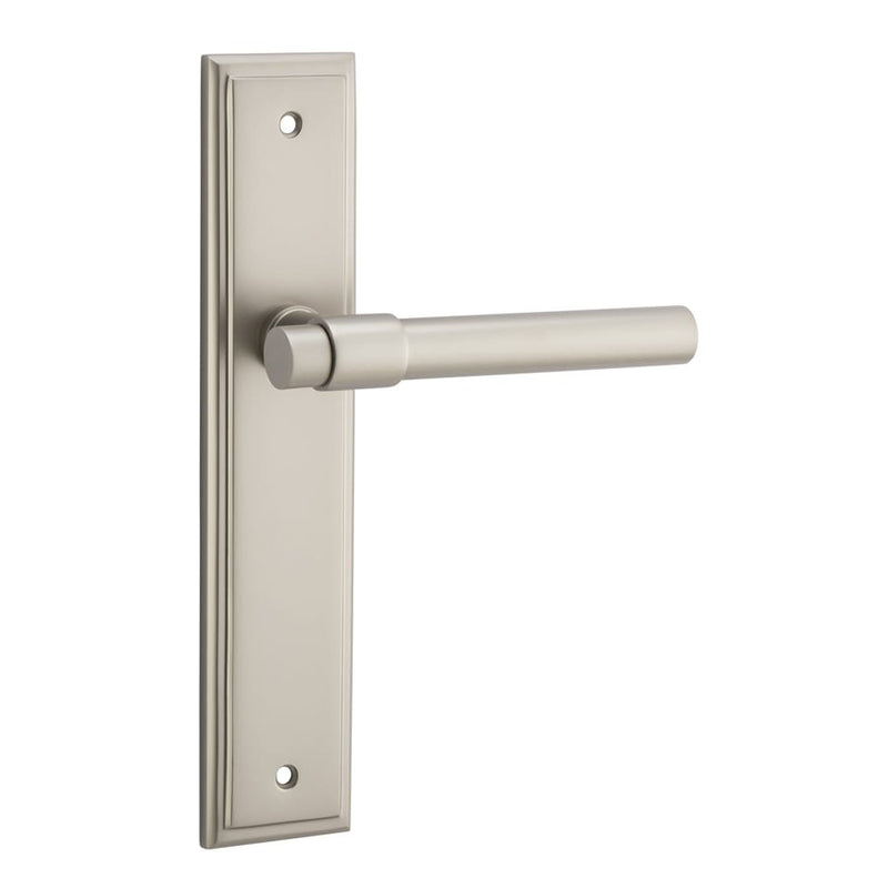Door Lever Helsinki Stepped Latch Pair Satin Nickel