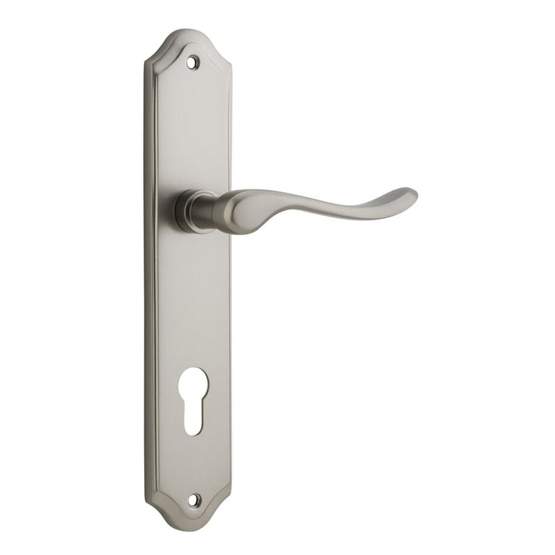 Door Lever Stirling Shouldered Euro Pair Satin Nickel