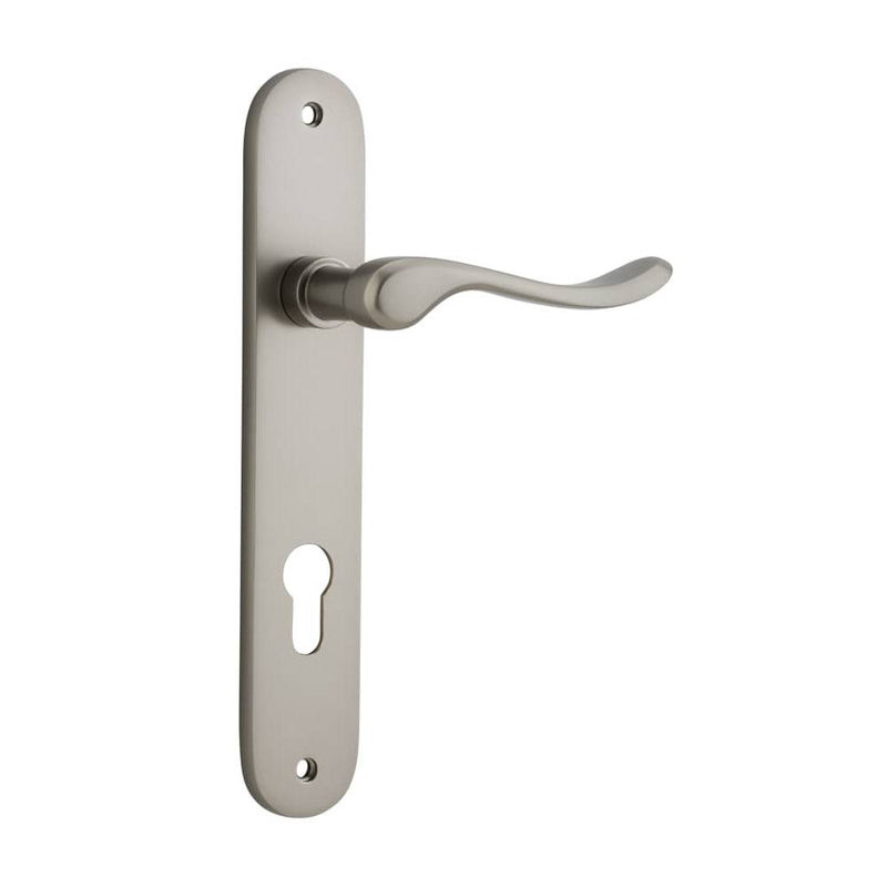 Door Lever Stirling Oval Euro Pair Satin Nickel