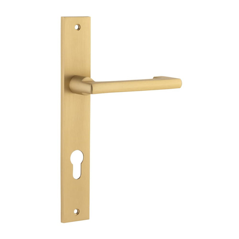 Door Lever Baltimore Return Rectangular Euro Pair Brushed Brass