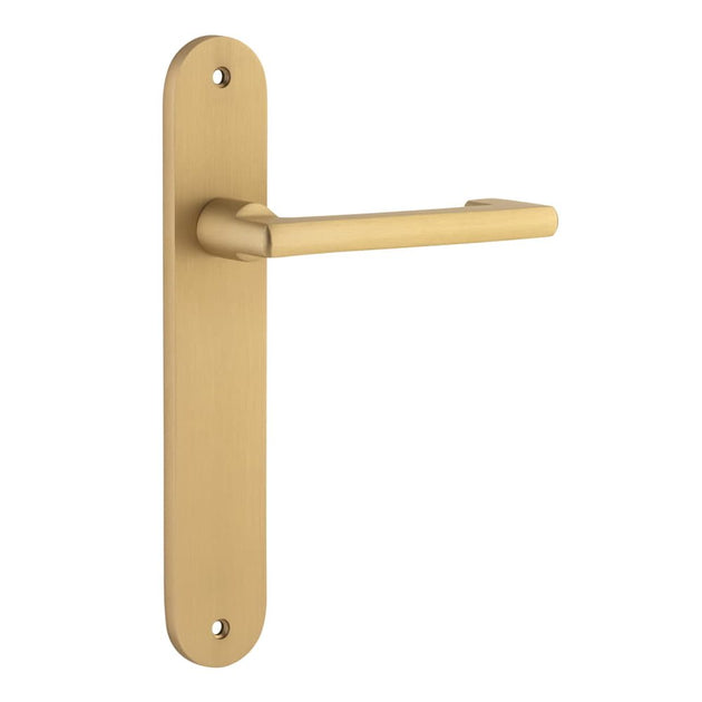 Door Lever Baltimore Return Oval Latch Pair Brushed Brass | Paddington ...
