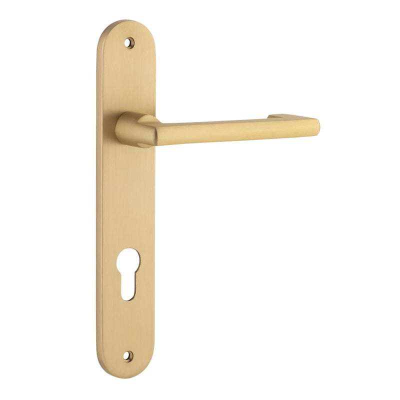 Door Lever Baltimore Return Oval Euro Pair Brushed Brass