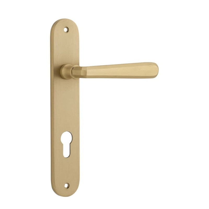 Door Lever Copenhagen Oval Euro Pair Brushed Brass