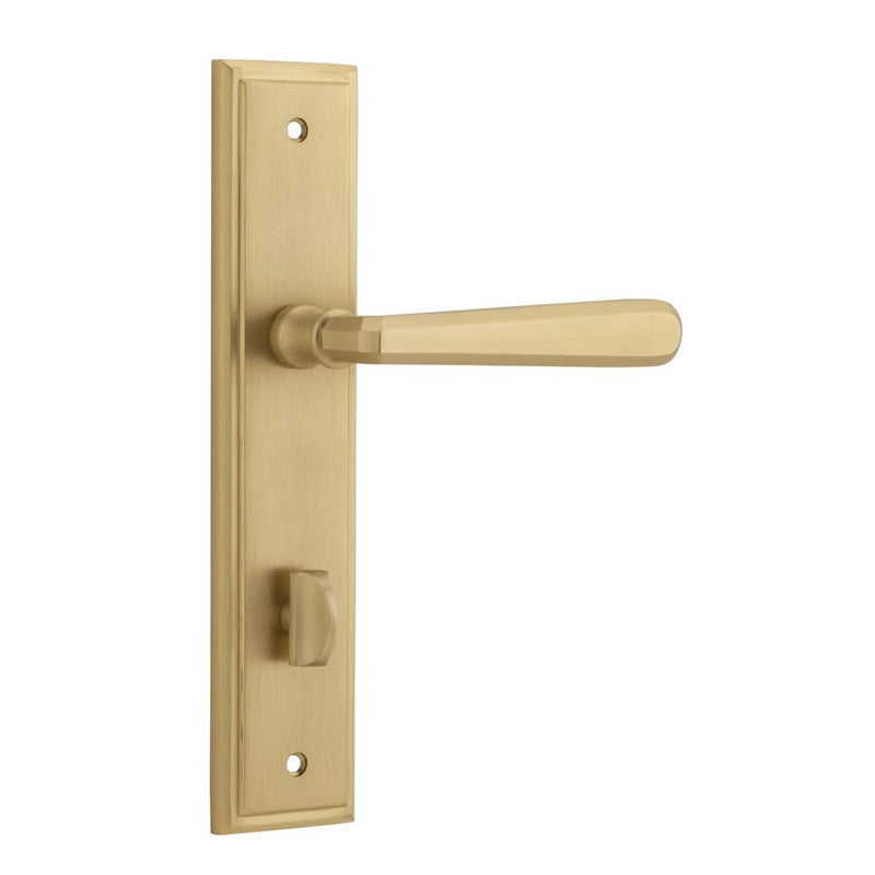 Door Lever Copenhagen Stepped Privacy Pair Brushed Brass