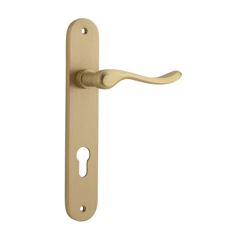 Door Lever Stirling Oval Euro Pair Brushed Brass