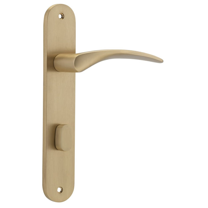Door Lever Oxford Oval Privacy Brushed Brass