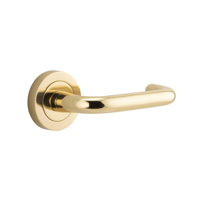 Door Lever Oslo Round Rose Polished Brass