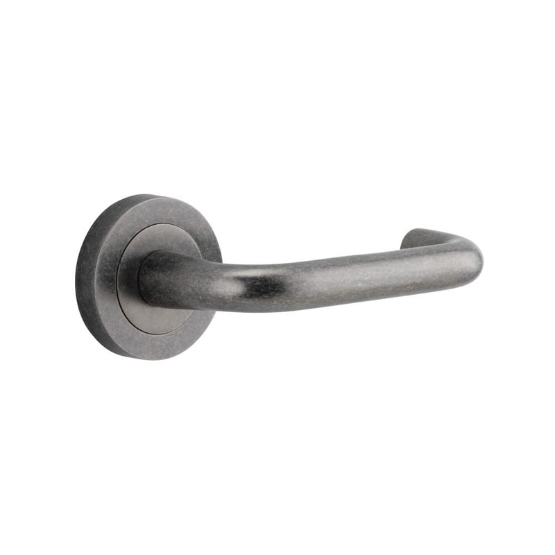 Door Lever Oslo Round Rose Distressed Nickel