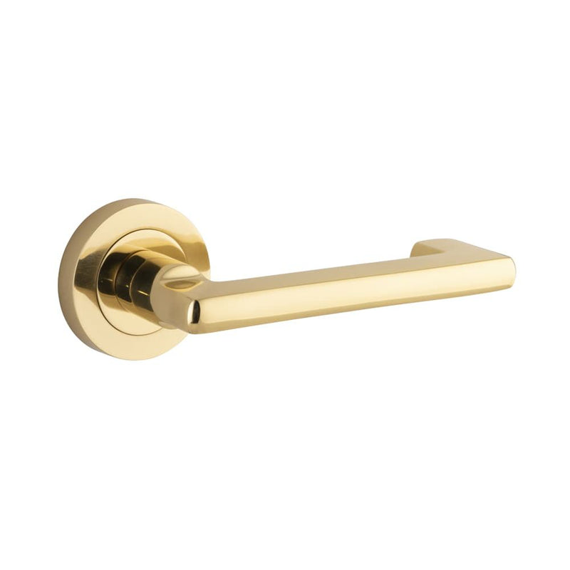 Door Lever Baltimore Return Round Rose Polished Brass