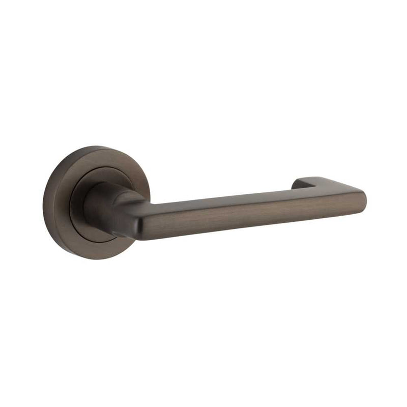 Door Lever Baltimore Return Round Rose Signature Brass
