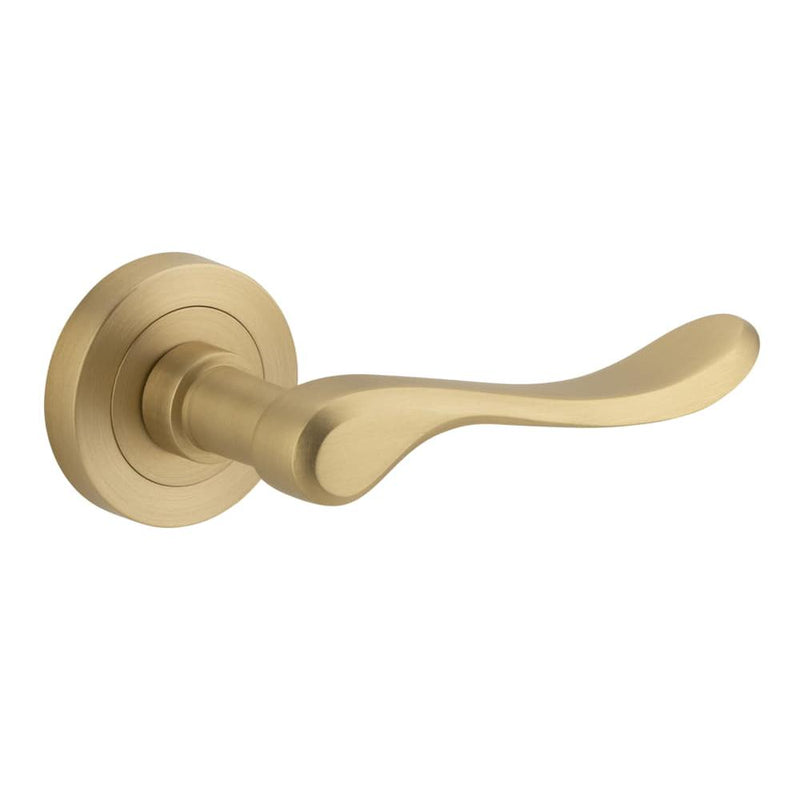 Door Lever Stirling Round Rose Brushed Brass