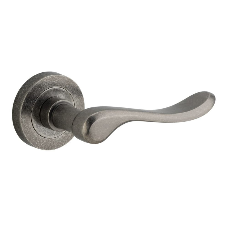 Door Lever Stirling Round Rose Distressed Nickel