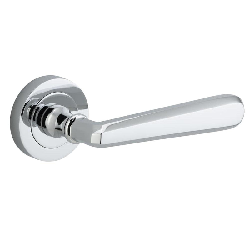 Door Lever Copenhagen Round Rose Polished Chrome