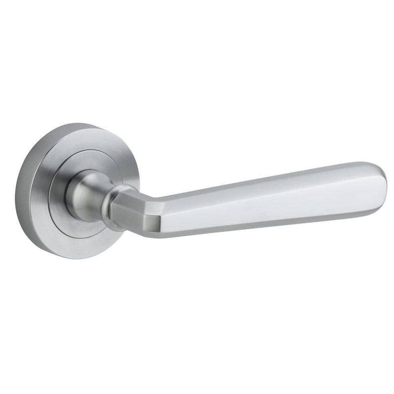 Door Lever Copenhagen Round Rose Brushed Chrome