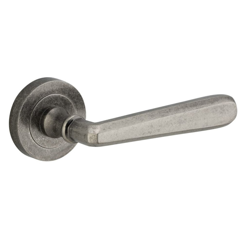 Door Lever Copenhagen Round Rose Distressed Nickel