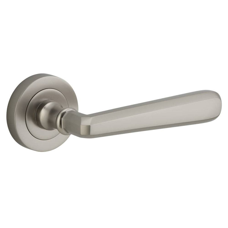 Door Lever Copenhagen Round Rose Satin Nickel