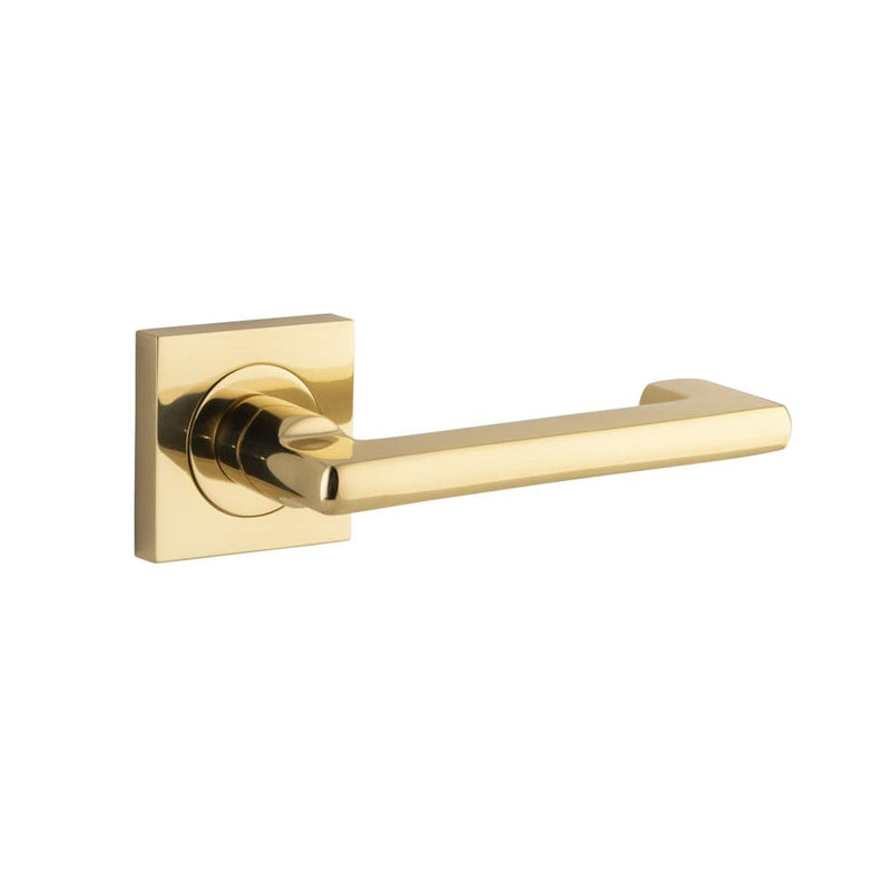Door Lever Baltimore Return Square Rose Polished Brass