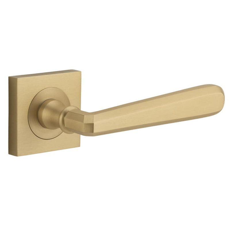 Door Lever Copenhagen Square Rose Brushed Brass