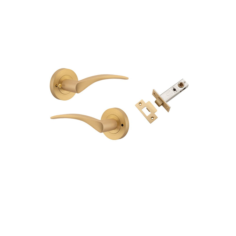 Door Lever Oxford Round Rose Inbuilt Privacy kit Brushed Brass