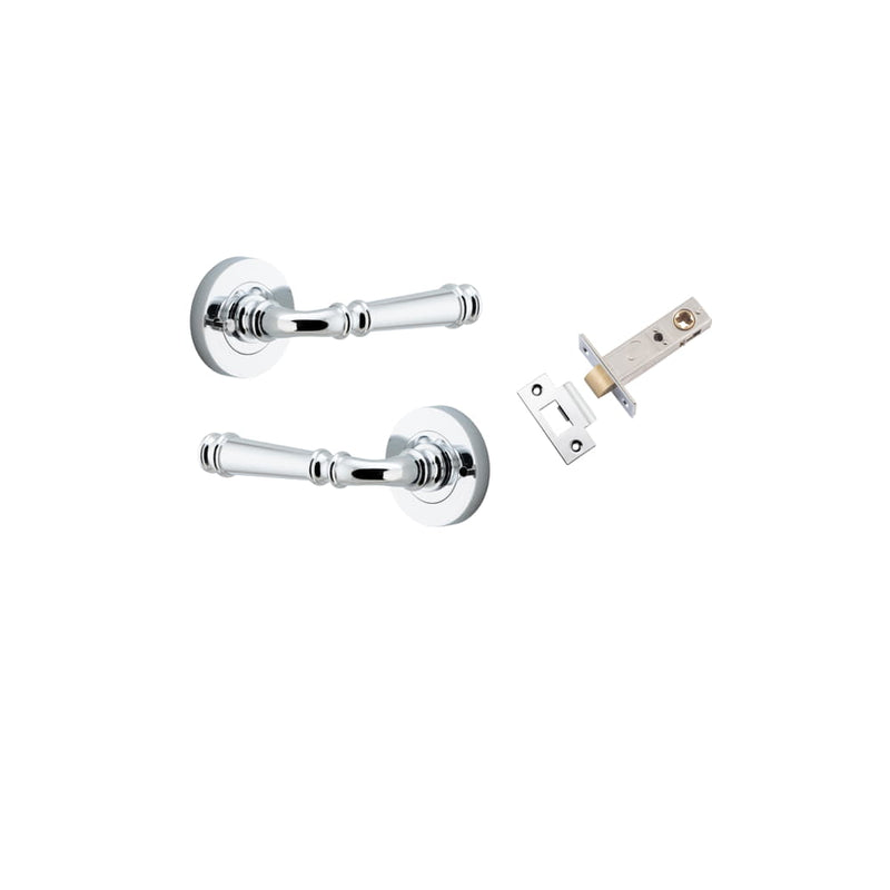 Door Lever Verona Round Rose Inbuilt Privacy kit Polished Chrome