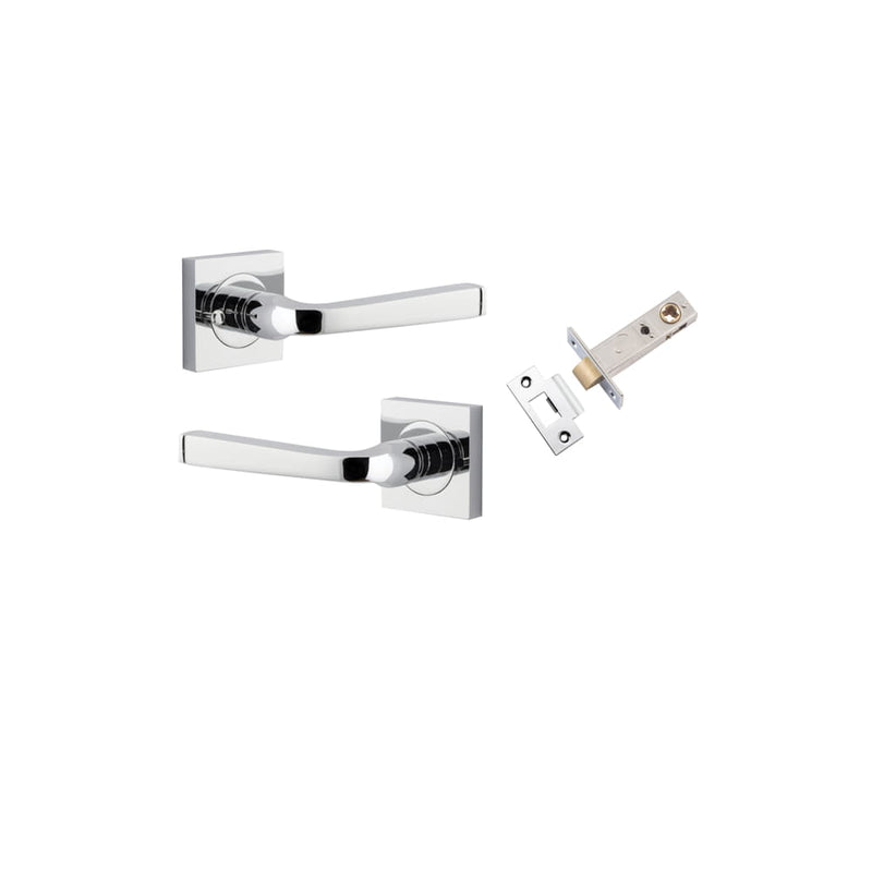 Door Lever Annecy Square Rose Inbuilt Privacy kit Polished Chrome