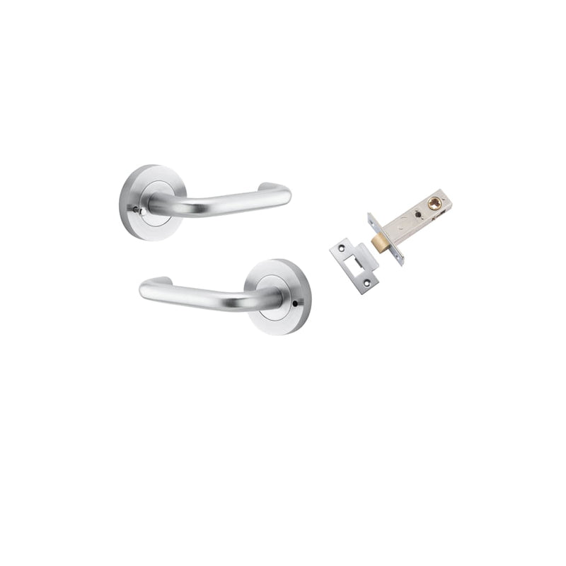 Door Lever Oslo Round Rose Inbuilt Privacy kit Brushed Chrome