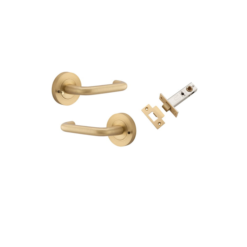 Door Lever Oslo Round Rose Inbuilt Privacy kit Brushed Brass