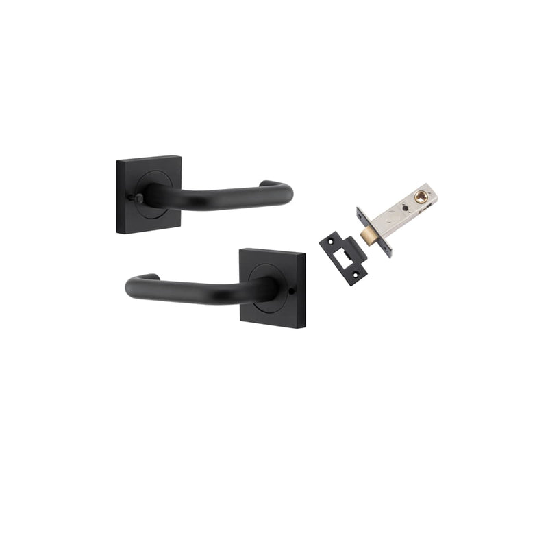 Door Lever Oslo Square Rose Inbuilt Privacy kit Matt Black