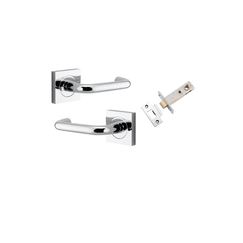 Door Lever Oslo Square Rose Inbuilt Privacy kit Polished Chrome