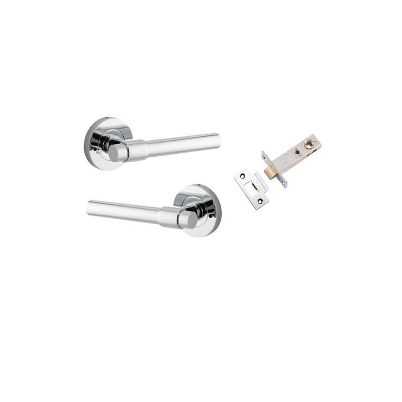 Door Lever Helsinki Round Rose Inbuilt Privacy Kit Polished Chrome