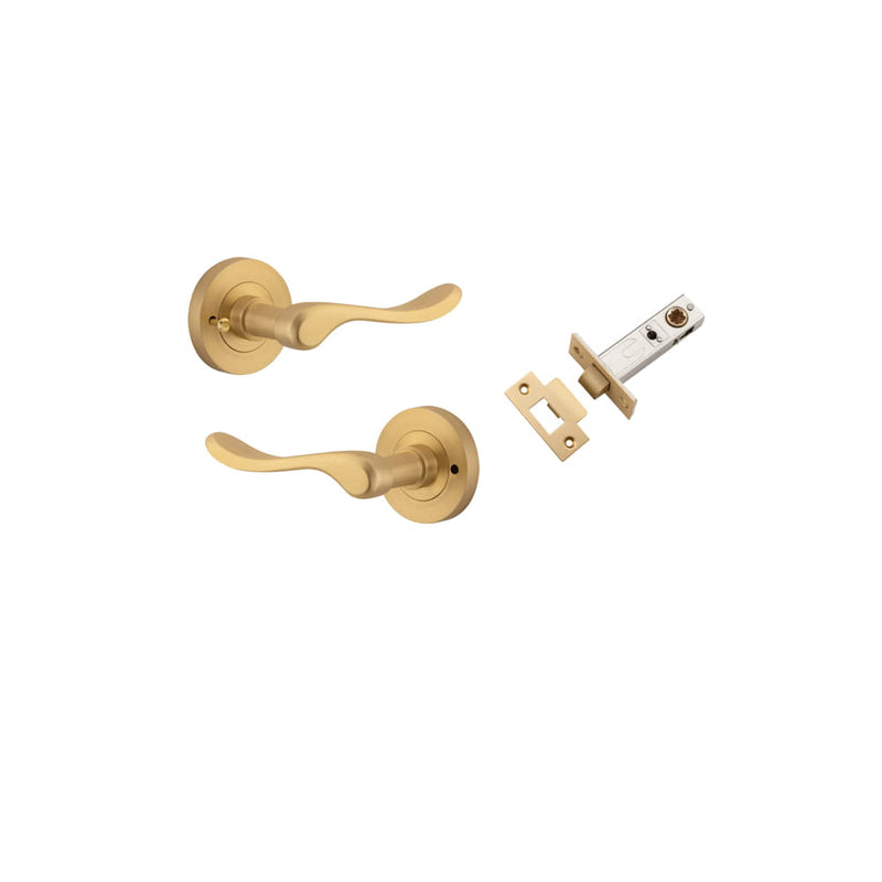 Door Lever Stirling Round Rose Inbuilt Privacy kit Brushed Brass