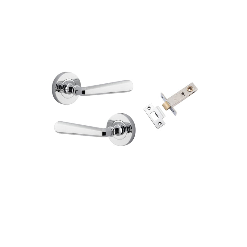 Door Lever Copenhagen Round Rose Inbuilt Privacy kit Polished Chrome