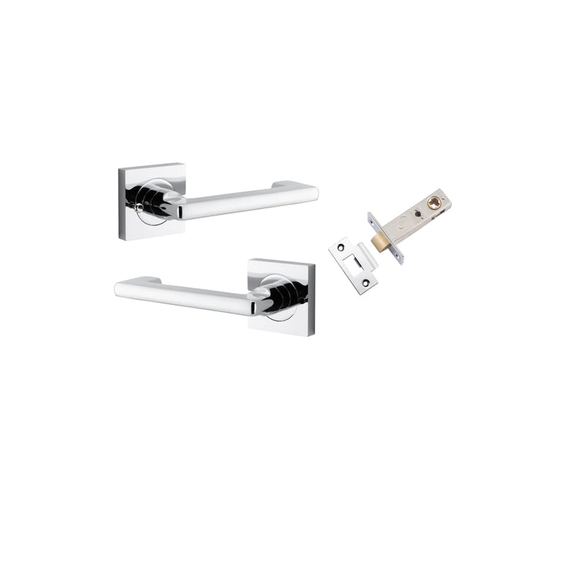 Door Lever Baltimore Return Square Rose Inbuilt Privacy kit Polished Chrome