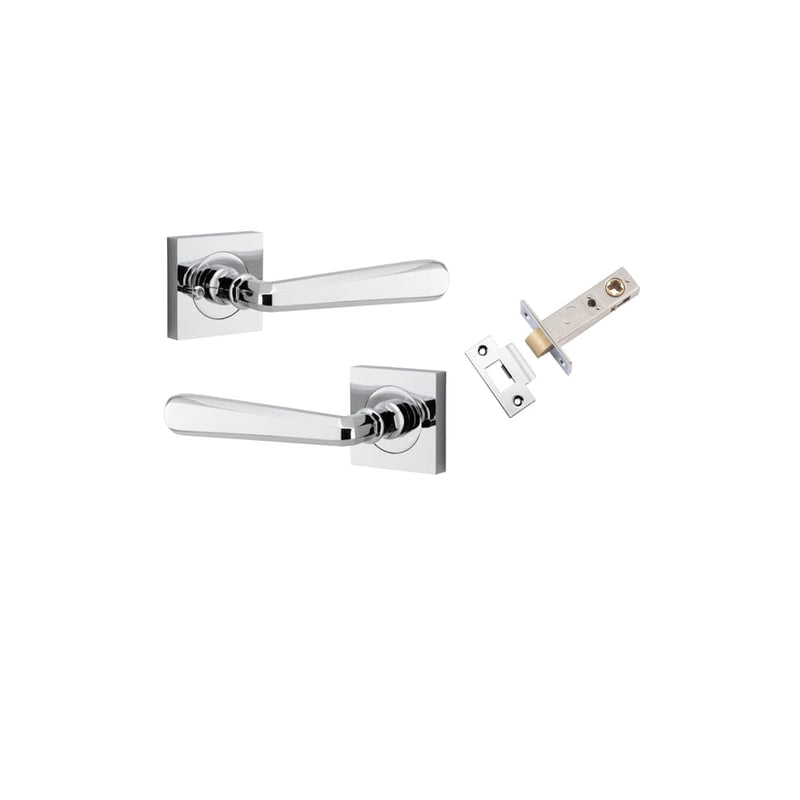 Door Lever Copenhagen Square Rose Inbuilt Privacy Kit Polished Chrome