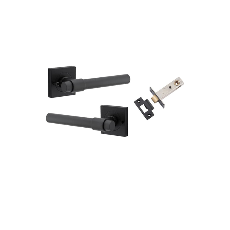 Door Lever Helsinki Square Rose Inbuilt Privacy kit Matt Black