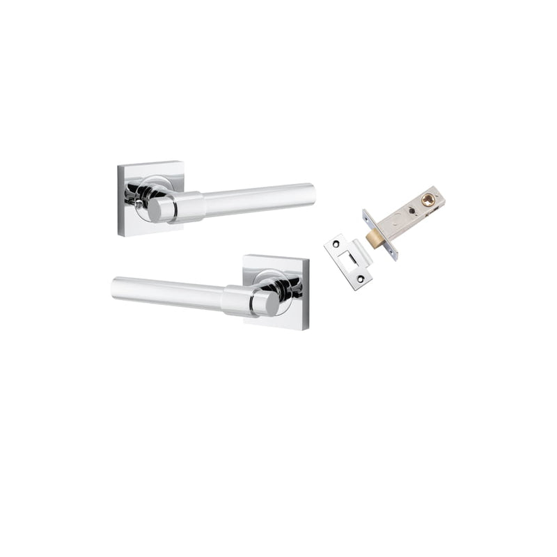 Door Lever Helsinki Square Rose Inbuilt Privacy kit Polished Chrome