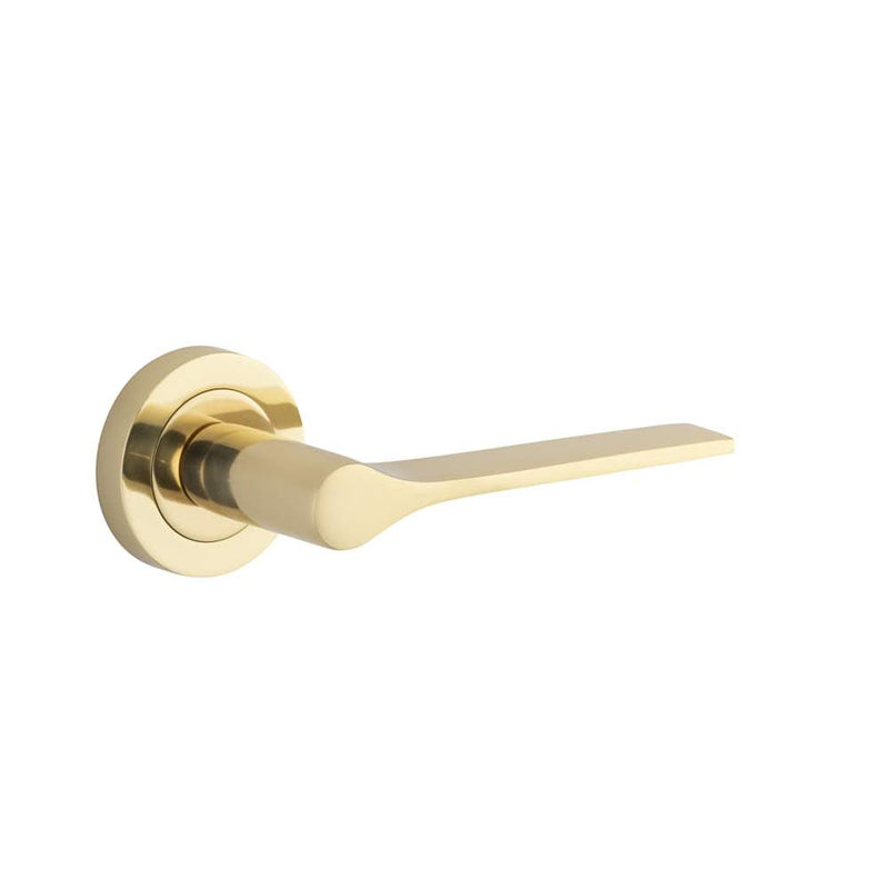 Door Lever Como Round Rose Polished Brass