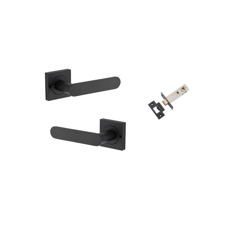 Door Lever Bronte Square Rose Inbuilt Privacy Kit Matt Black