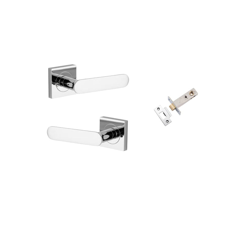 Door Lever Bronte Square Rose Inbuilt Privacy Kit Polished Chrome