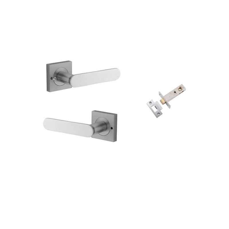 Door Lever Bronte Square Rose Inbuilt Privacy Kit Brushed Chrome