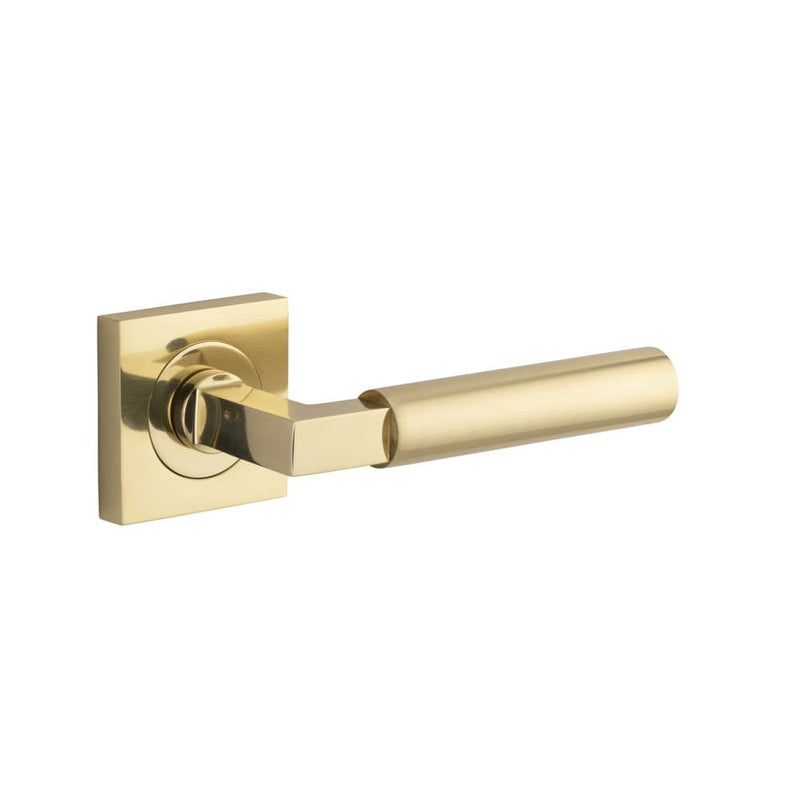 Door Lever Berlin Square Rose Polished Brass
